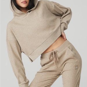 Alo ribbed cropped hoodie